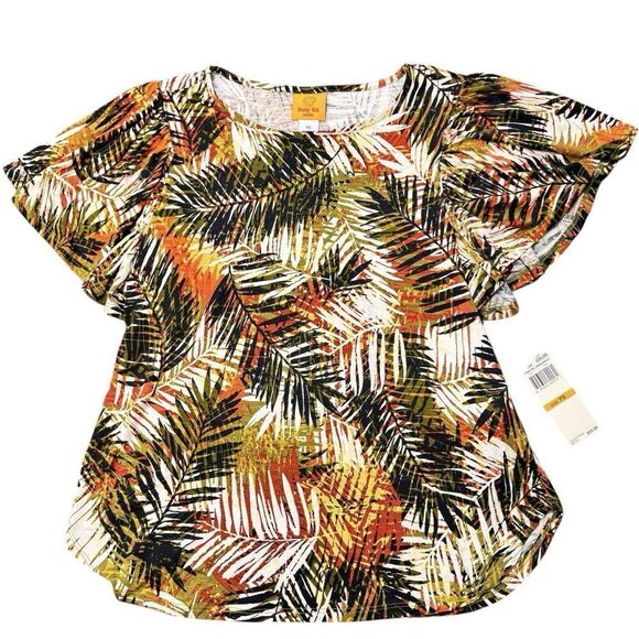 New Ruby Rd. Sz PS Palm Print Top Blouse Short Sleeve Casual Beach Airy NWT $55 - Picture 1 of 11